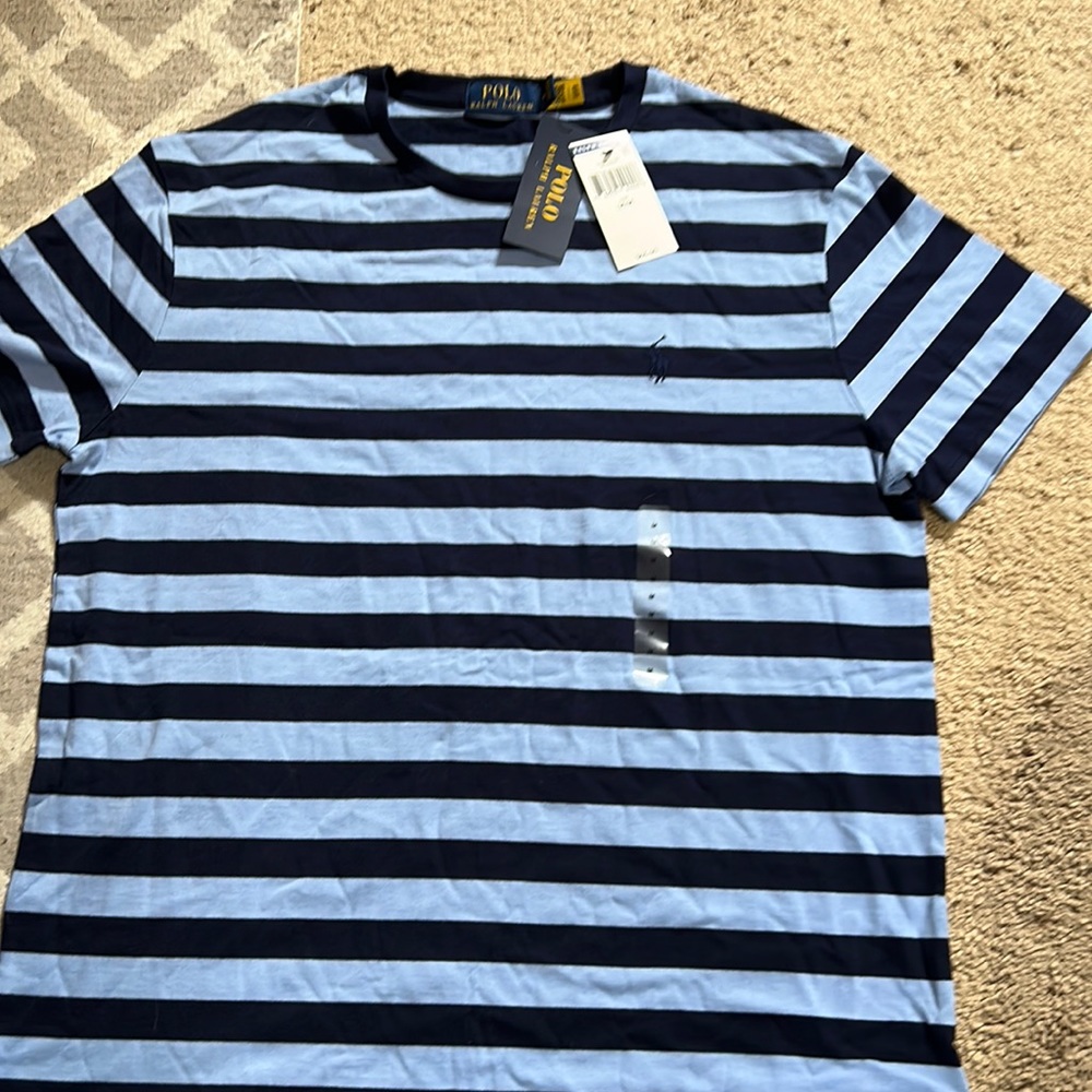 Polo Ralph Lauren striped tshirt, navy/light blue stripes